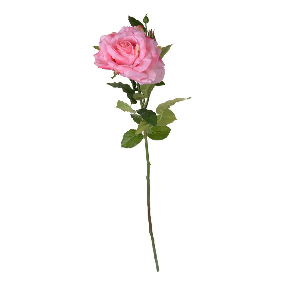Faux rose stem decoration in fabric and polyester with wire structure