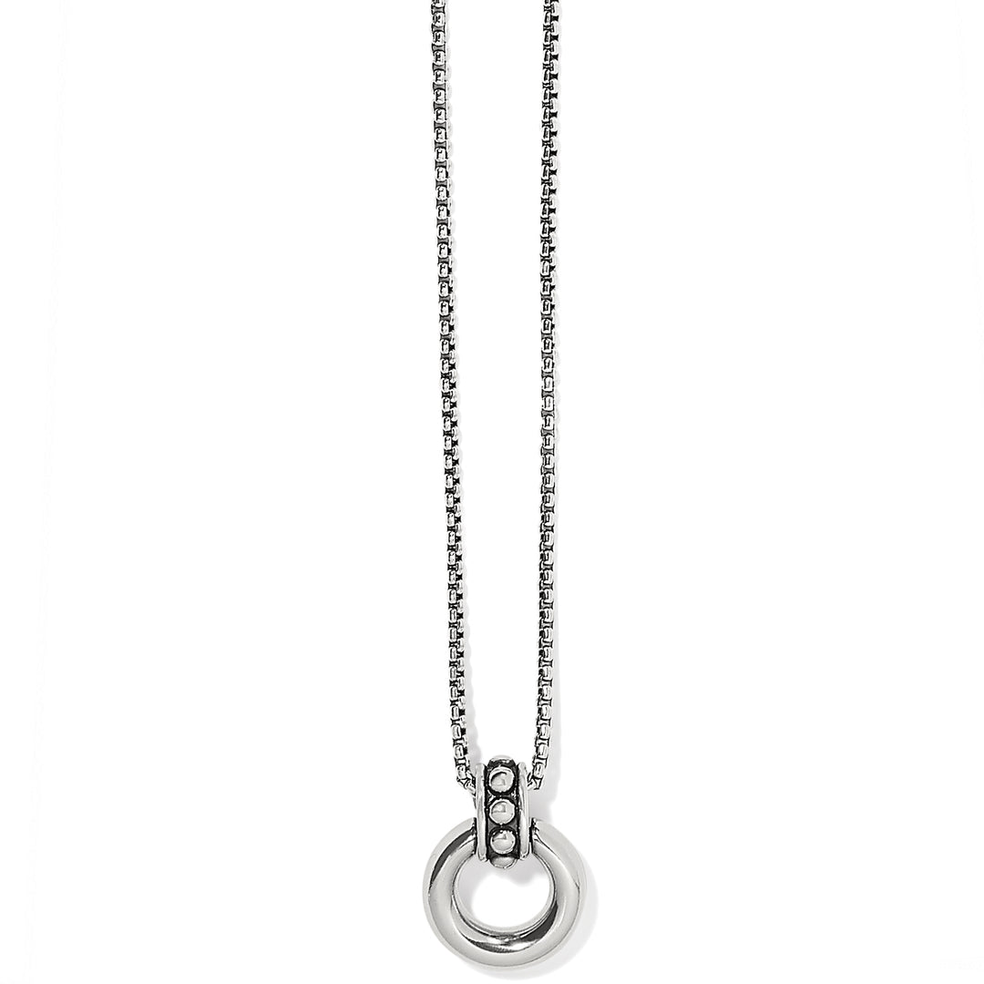 Silver Pretty Tough Stud Ring Necklace with a smooth ring pendant and a sculpted dome bail.