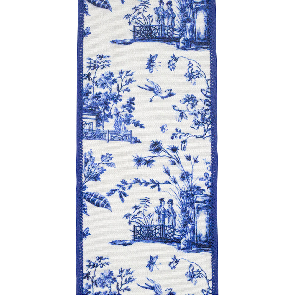 4 Inch Asian Vista Chinoiserie Deluxe Wired Edge Ribbon
