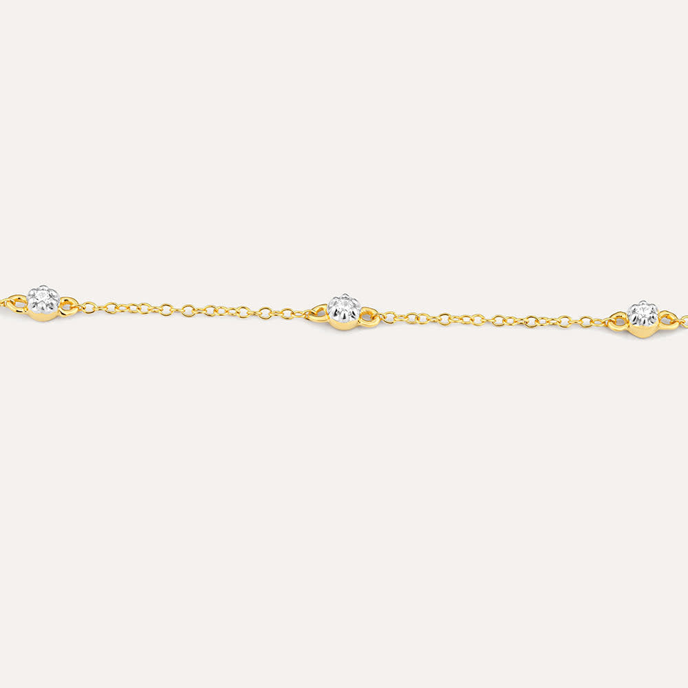 Adjustable Ara diamond chain bracelet in gold-plated sterling silver with oval diamonds.