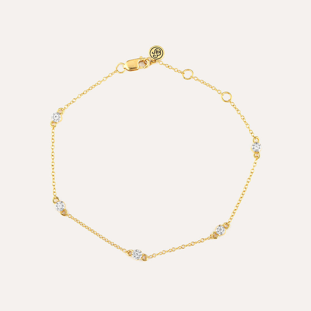 Ara Diamond Chain Bracelet in gold-plated sterling silver with oval diamonds on an adjustable chain.