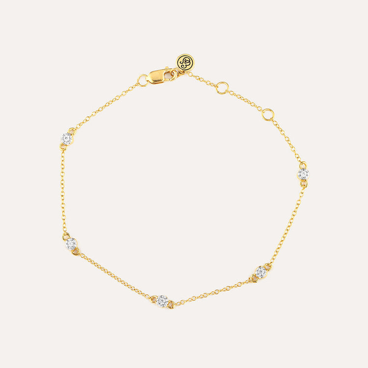 Ara Diamond Chain Bracelet in gold-plated sterling silver with oval diamonds on an adjustable chain.