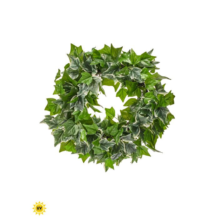 Uv Nat Touch Mix Ivy Wreath featuring natural green artificial ivy leaves arranged in a circular silhouette.