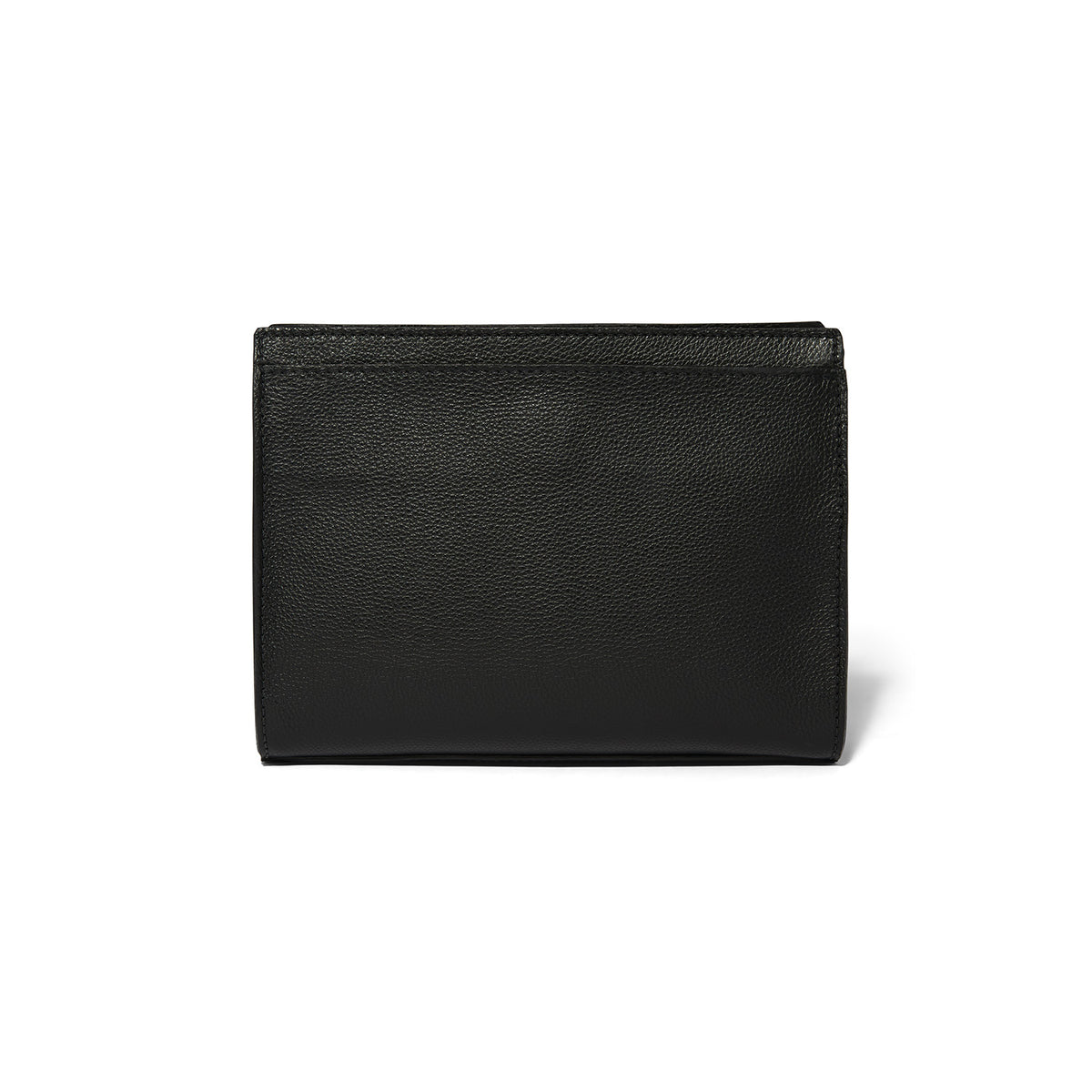 Back view of the Interlok Braid Findley Organizer Bag in black pebbled leather.