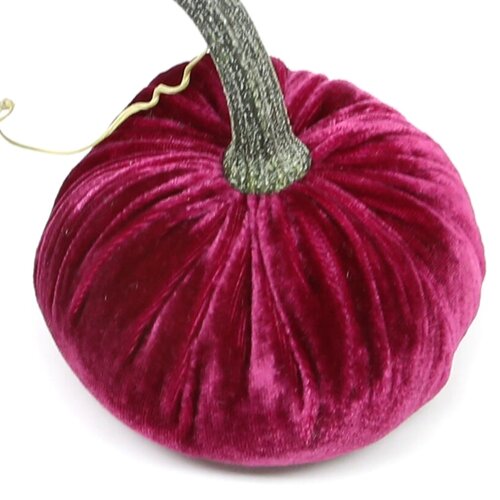 3-inch velvet pumpkin in deep orange with a smooth matte finish.