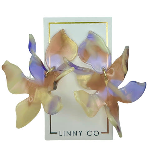 Flora abstract floral earring with light featherweight silver-tone finish.