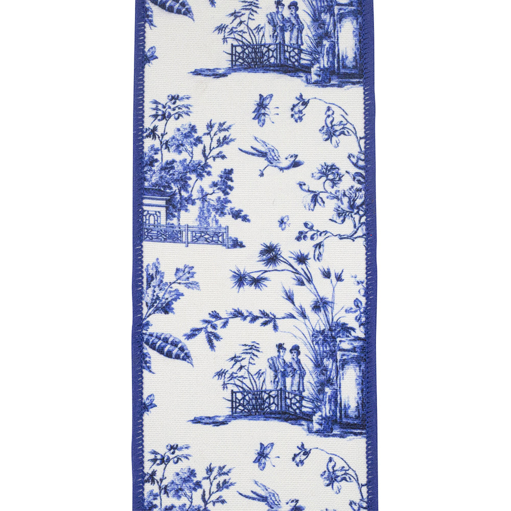 4 Inch Asian Vista Chinoiserie Deluxe Wired Edge Ribbon
