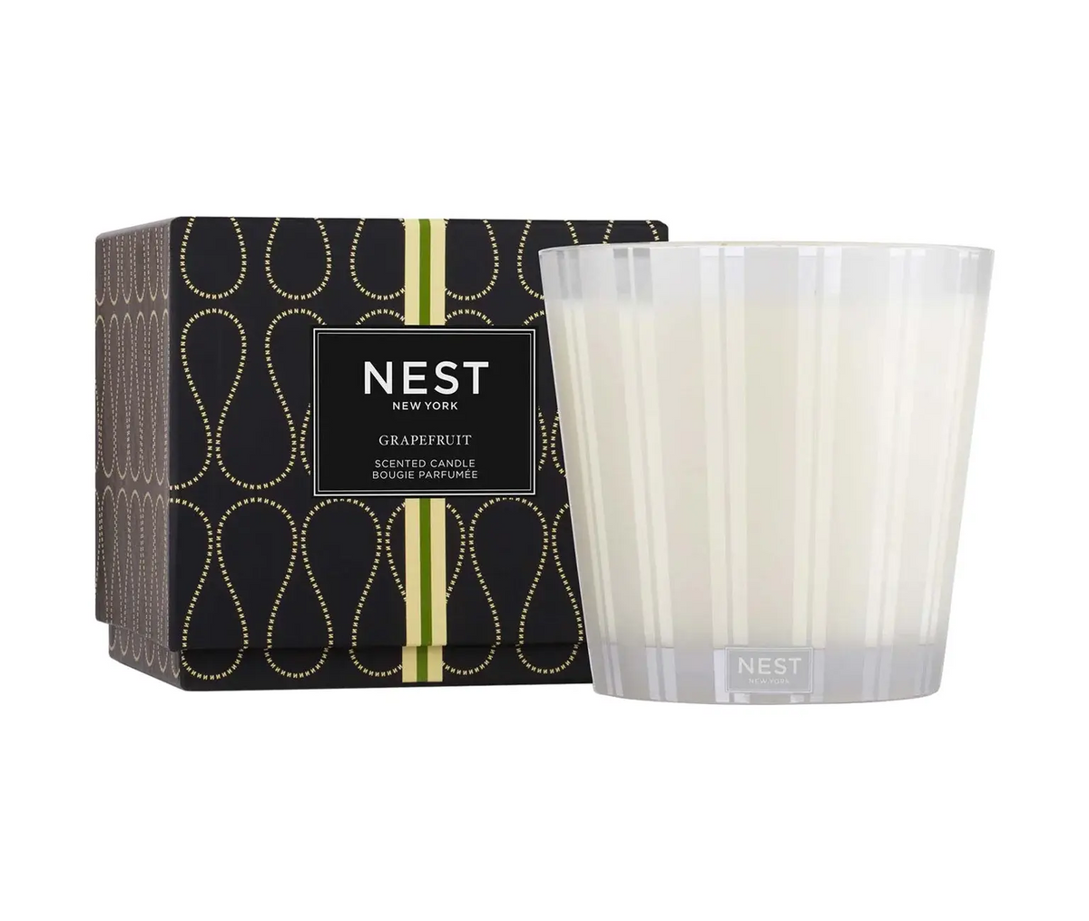 Nest Luxury four-wick candle in a reusable glass holder with cotton wicks.
