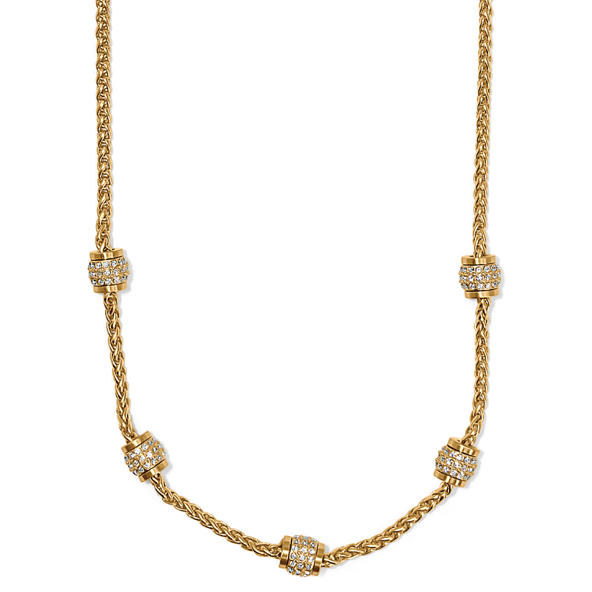 Gold plated adjustable short necklace featuring fine quality crystals with a lobster claw closure.