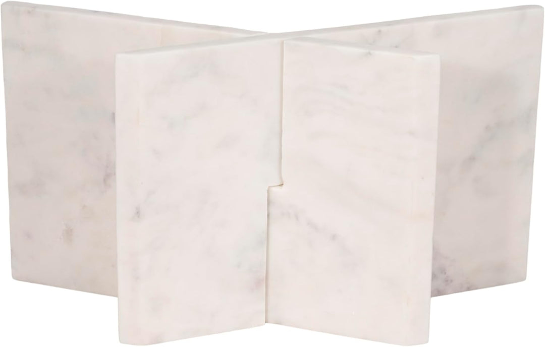 18 in. White Marble Contemporary Sculptural Bookstand
