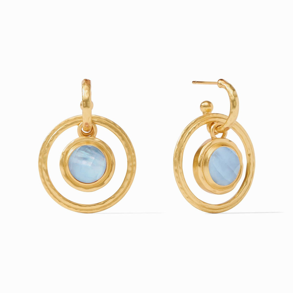 Astor 6-in-1 charm earring with iridescent chalcedony stone and gold plate details.