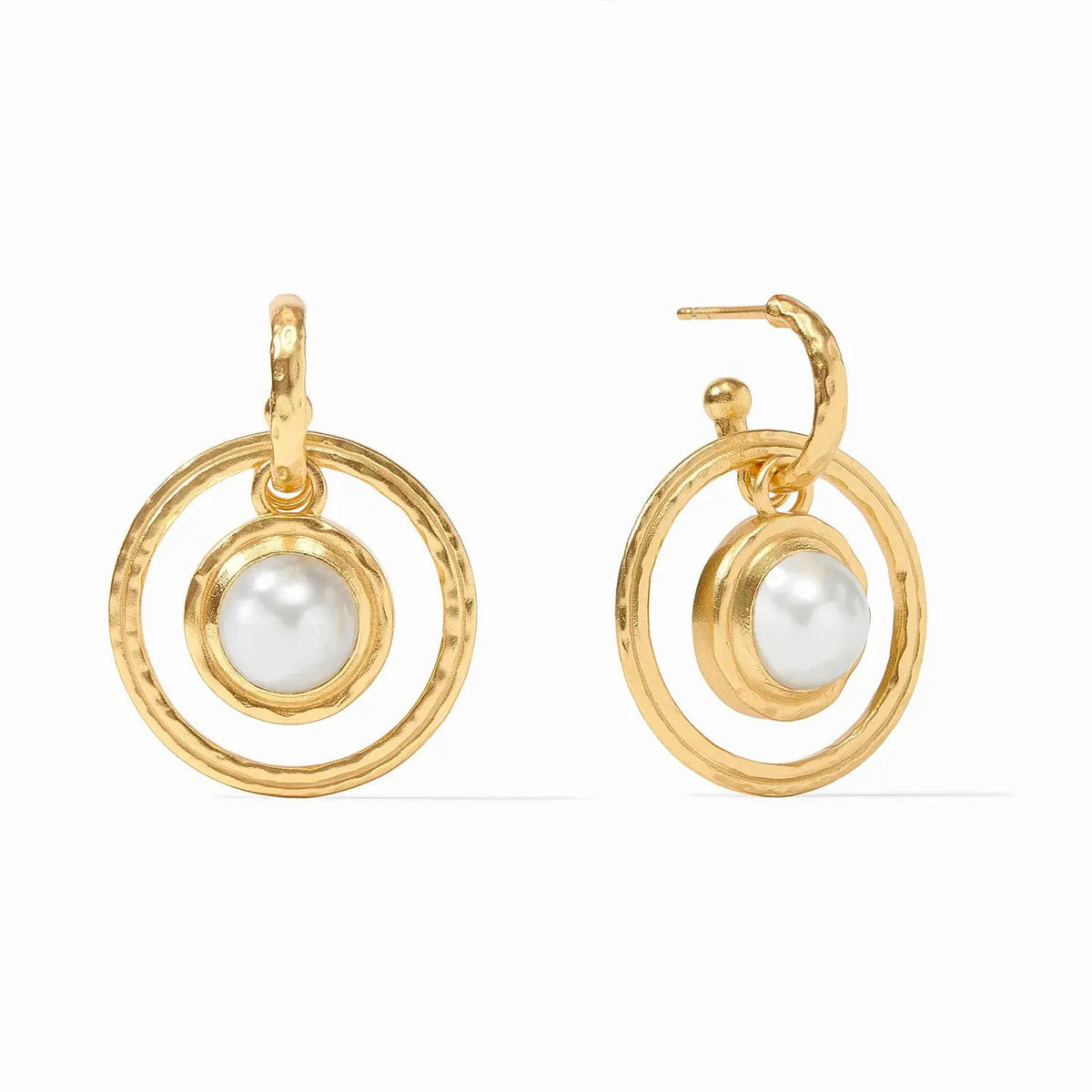 Astor 6-in-1 charm earring in gold plate with pearl detail and imported glass.