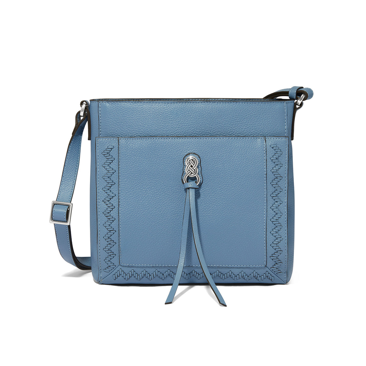 Leather Astrid organizer bag in Balboa color with adjustable strap and zip top closure.