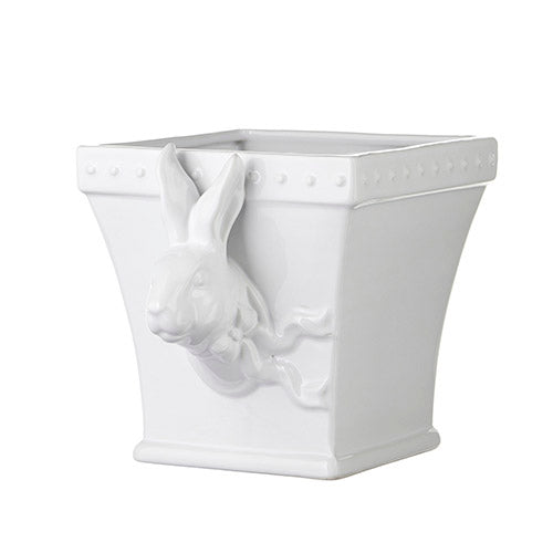9-inch Rabbit Cachapot in cream ceramic with a white rabbit handle.