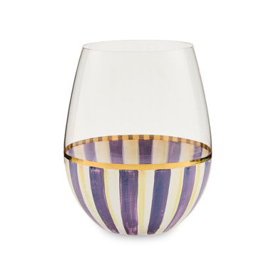 Hand-painted stemless wine glass with gold lustre embellishment