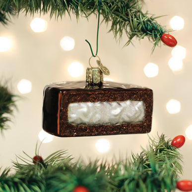 Hostess Ding Dong ornament in red with white icing detail