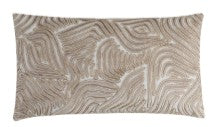 Square indigo velvet pillow featuring gold beads and floral embroidery