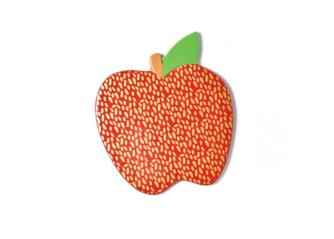 Ceramic wall hook with gold finish featuring a small apple-shaped attachment.