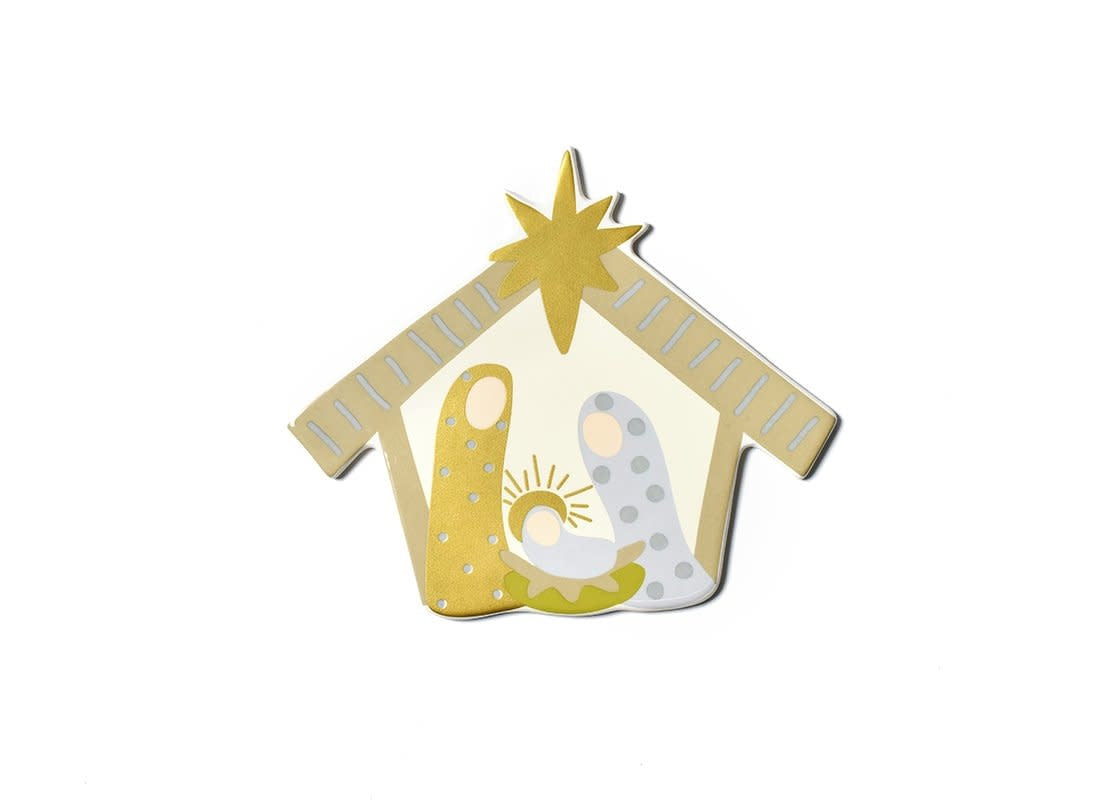 Ceramic wall hook with a cheerful yellow geometric pattern on white background.
