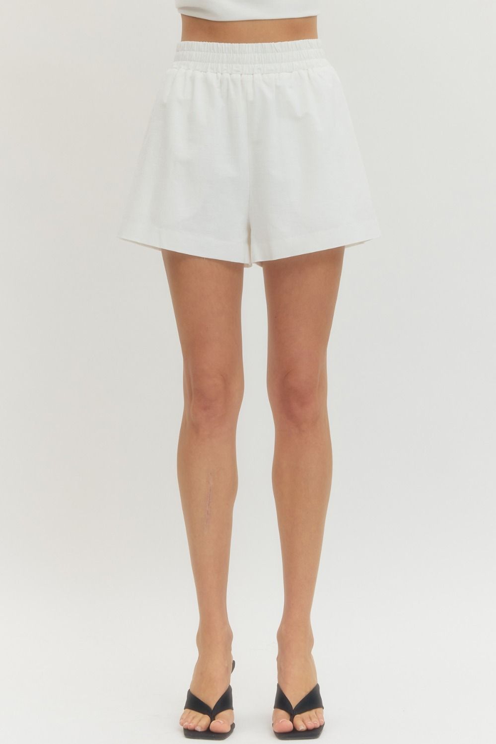Hannah Solid Elastic Waist Shorts