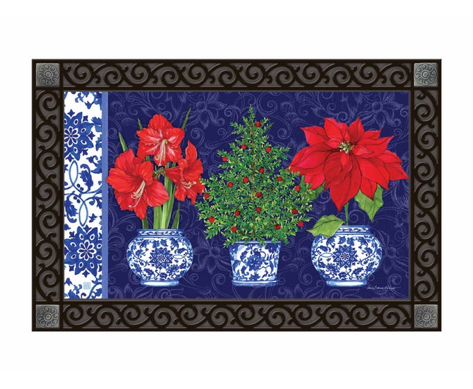 Amaryllis In Vase Matmate with interchangeable mat system on recycled rubber tray