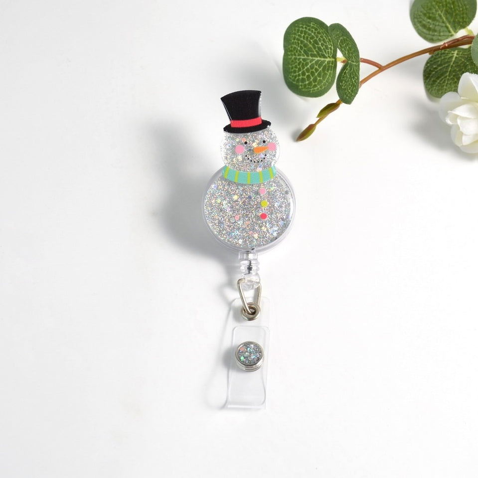 Glitterific Badge Reel with glitter resin badge featuring a sparkly pattern on a black alligator clip.