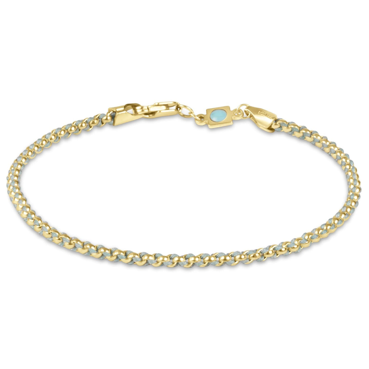 Hope Together bracelet with colored woven material accented by gold-filled wire.