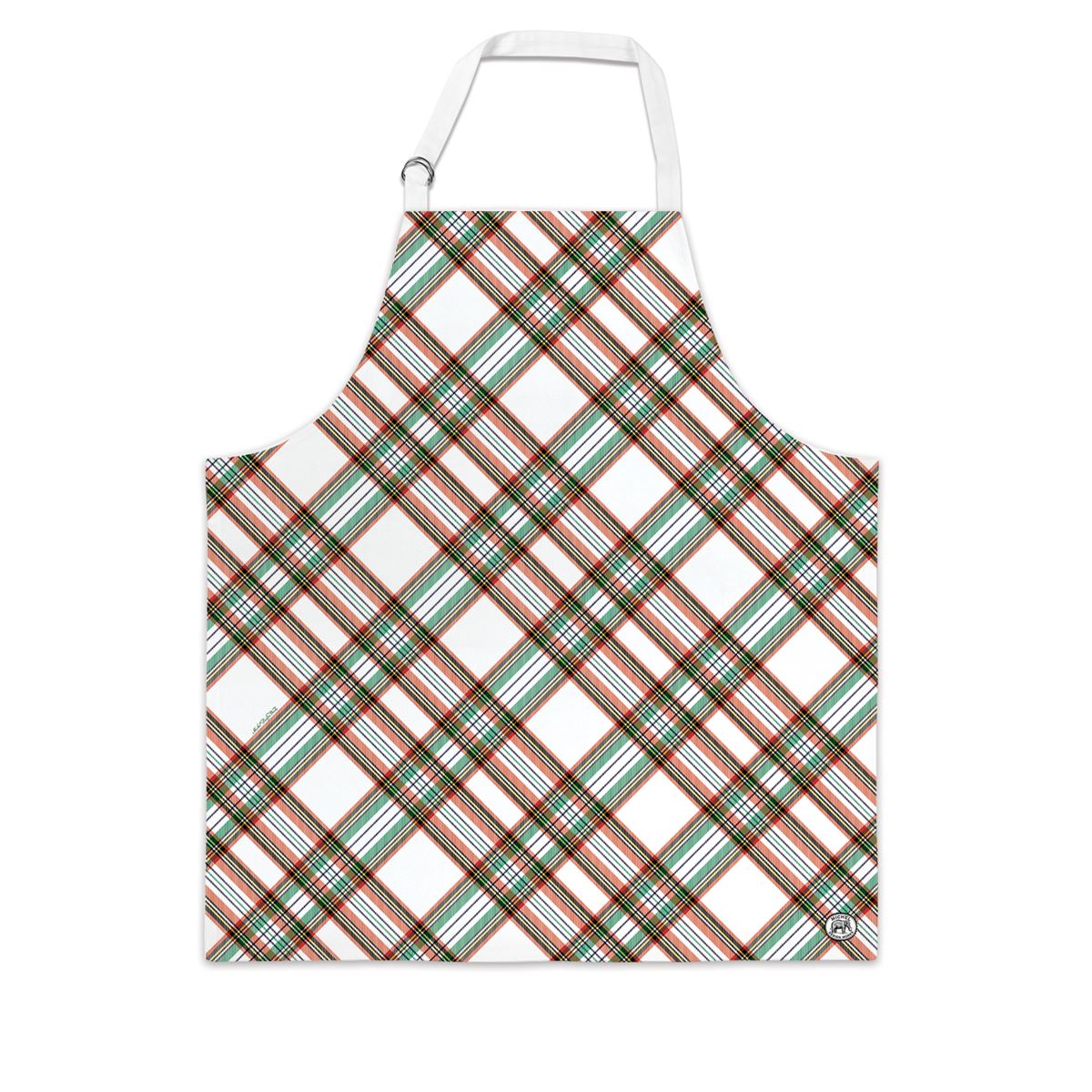 Black cotton chef apron with adjustable neck straps featuring metal double D-rings.