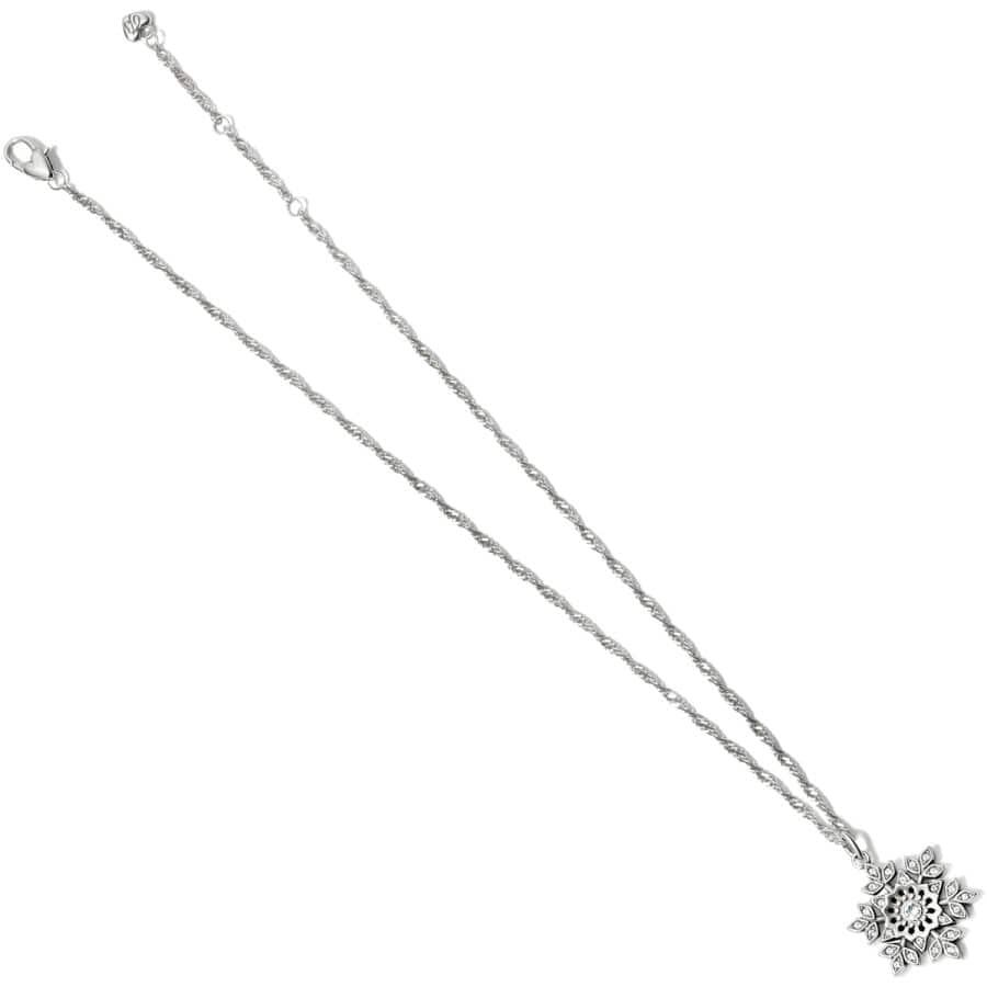 Glint Snowflake Necklace with silver-plated chain and crystal-embellished snowflake pendant.