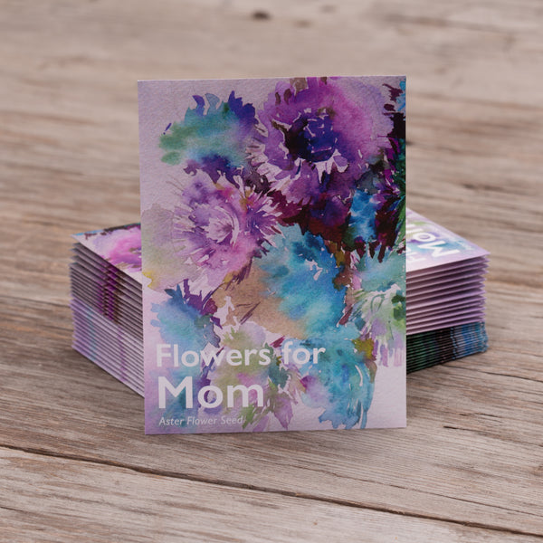 Mother's Day Seed Favor Packet featuring Fresh Crop non-GMO retail grade seeds in a small rectangular packet.