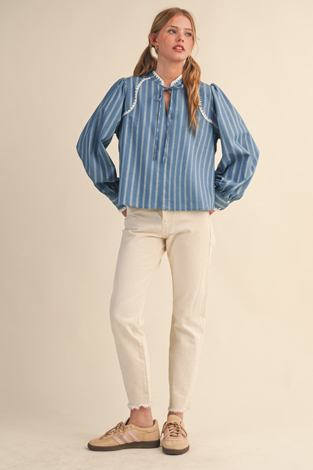 Nikka Striped Puff Sleeve Top