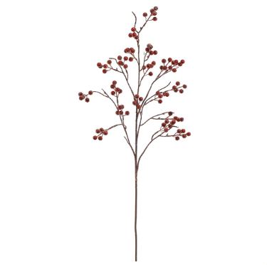 39-inch flexible wire stem spray in red with an iced berry pattern suitable for indoor use.