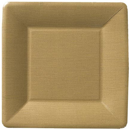 7-inch square paper plate in classic linen finish with subtle woven texture pattern