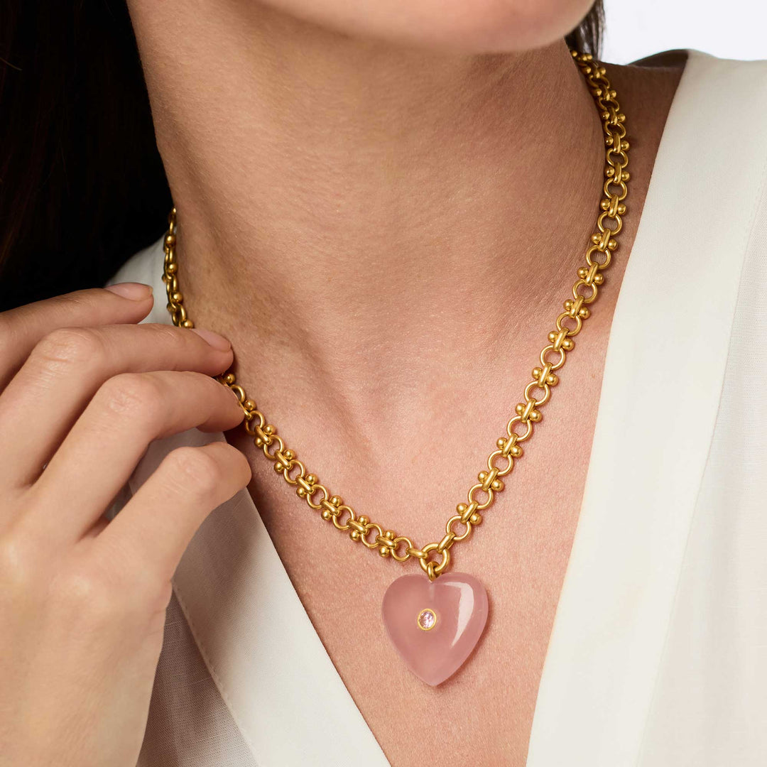 Heart Necklace Pink Quartz