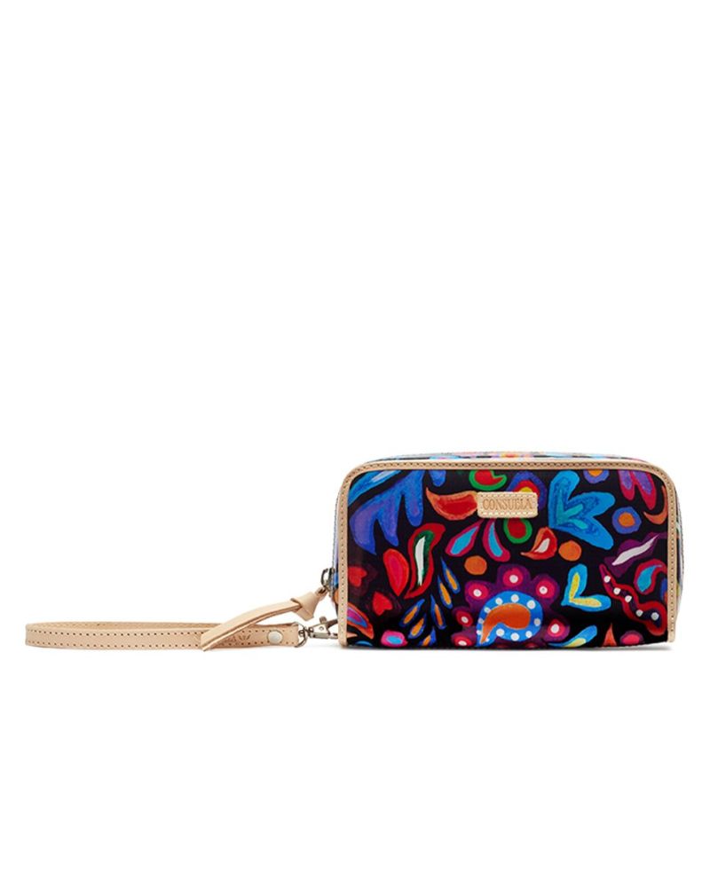 Sophie wristlet wallet in ConsuelaCloth with natural leather trim