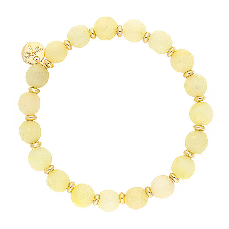 Lizas Beaumont Natural Bracelet featuring pale yellow round stones and gold-tone spacer beads.