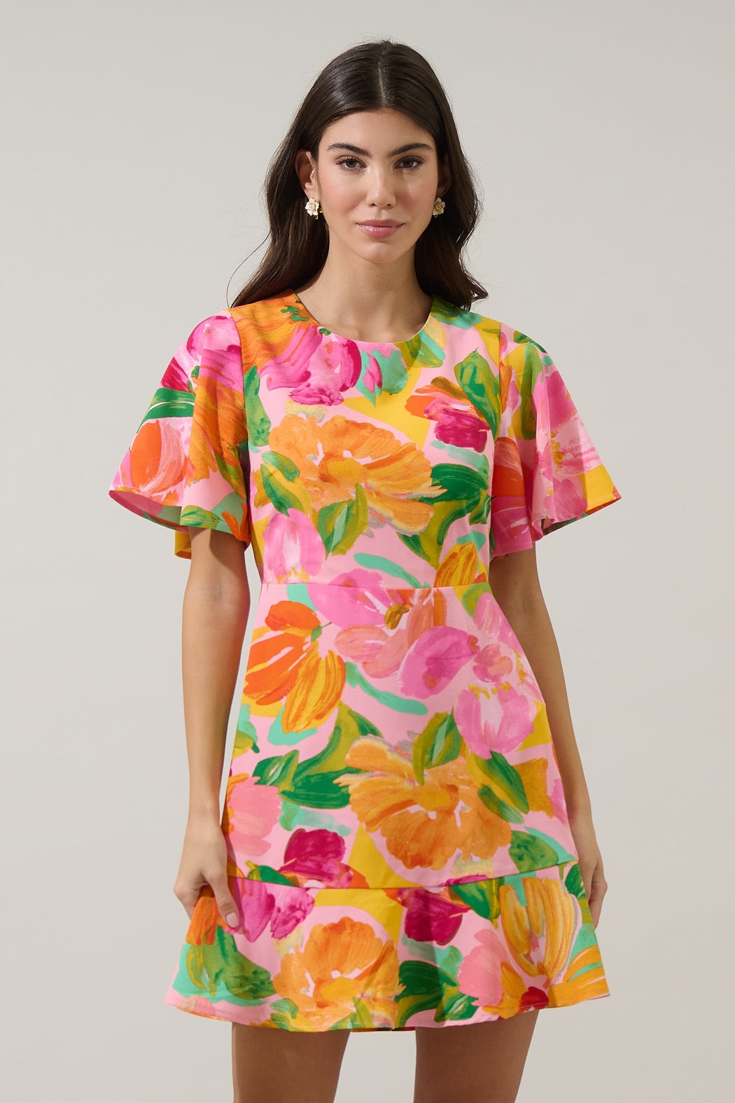 Jovana Floral Flouncy Mini Dress