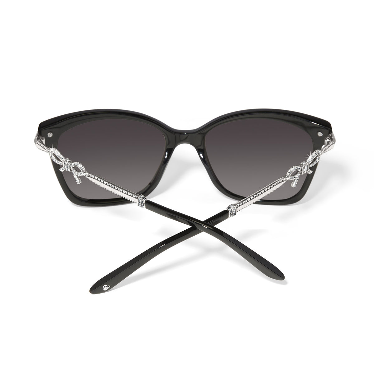 Black cat eye Illumina Bow sunglasses with silver plated accents.