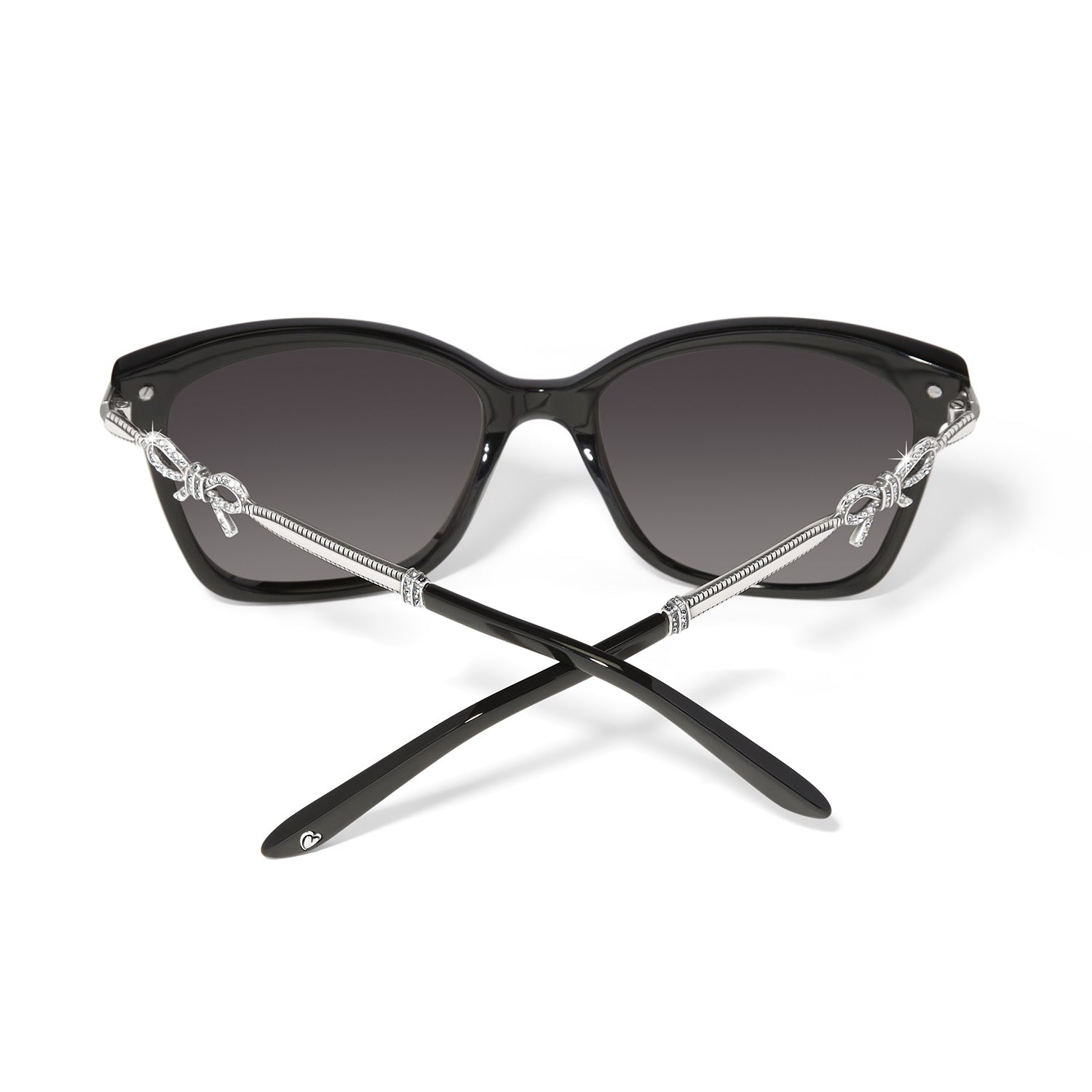 Black cat eye Illumina Bow sunglasses with silver plated accents.