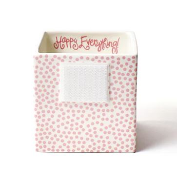 Pink ceramic mini nesting cube with small dot pattern
