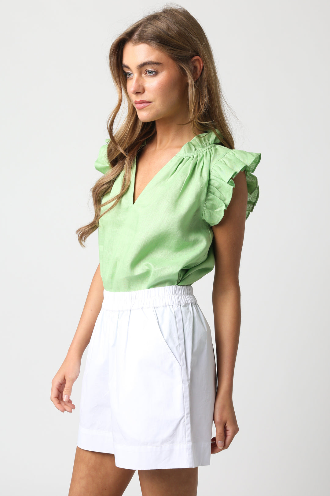 Heidi Linen Ruffle Blouse
