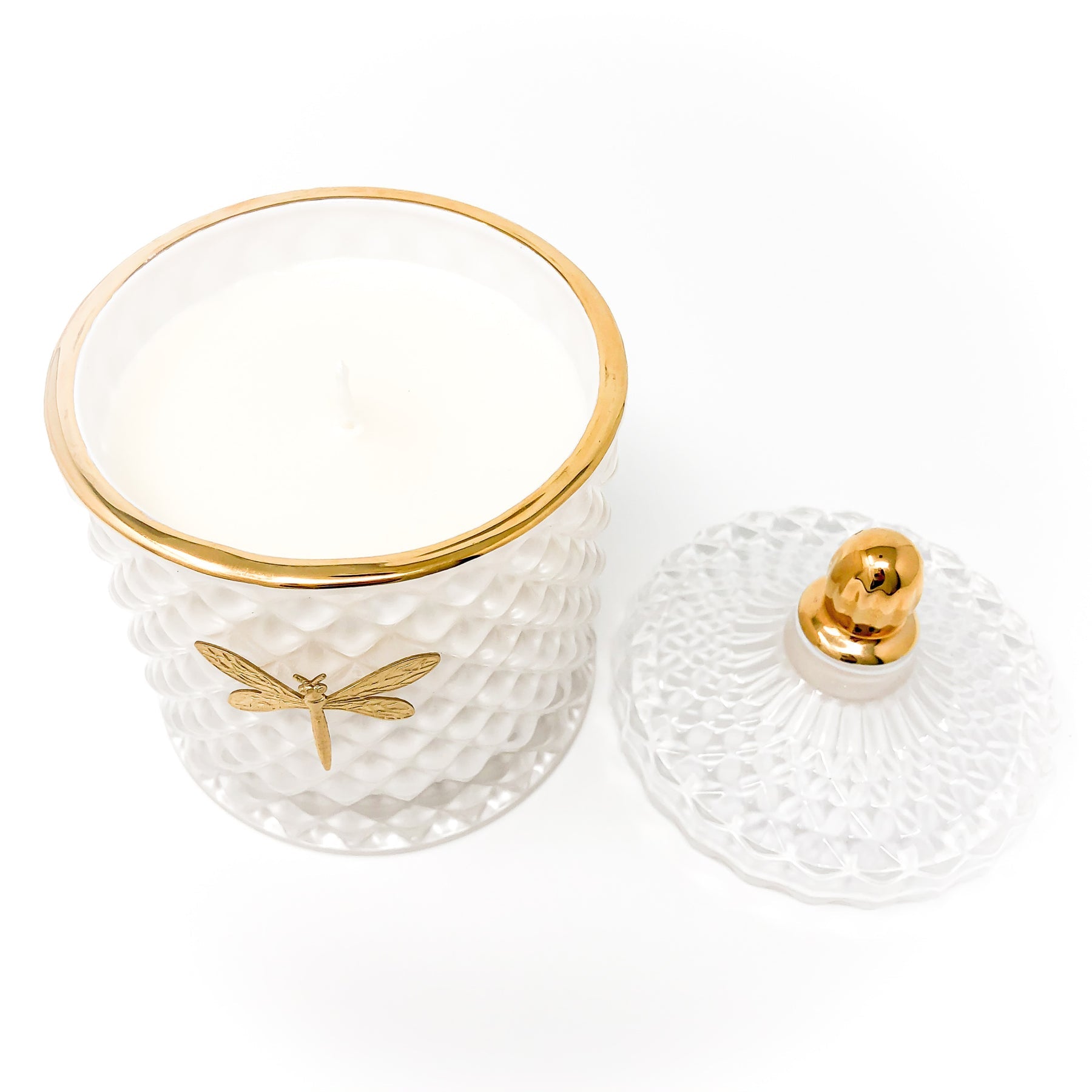 8 oz Bella candle in a clear glass jar with lid