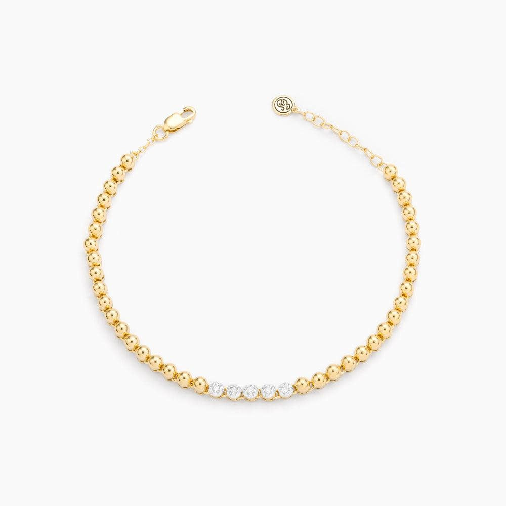 Silver-tone Aza diamond chain bracelet featuring a delicate azalea flower charm with lobster clasp closure.
