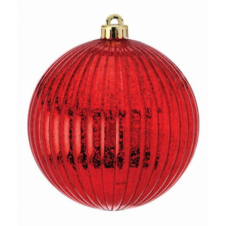 6-inch mercury glass vacuum plate ornament with a ridge texture