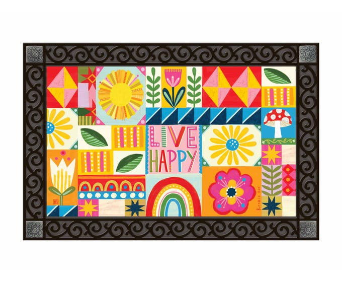 Rectangular doormat tray insert with non-slip recycled rubber backing.
