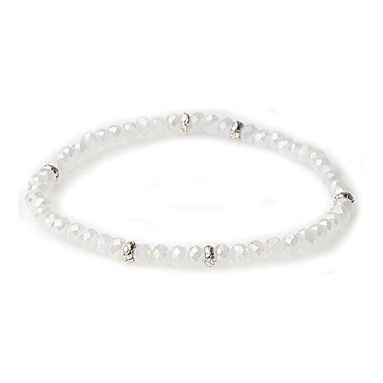 Silver crystal mini bracelet with stacked link chain design