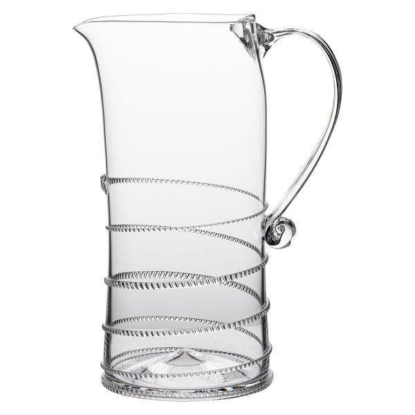 Bohemian glass Amalia pitcher with a signature swirl ascending its clean silhouette.