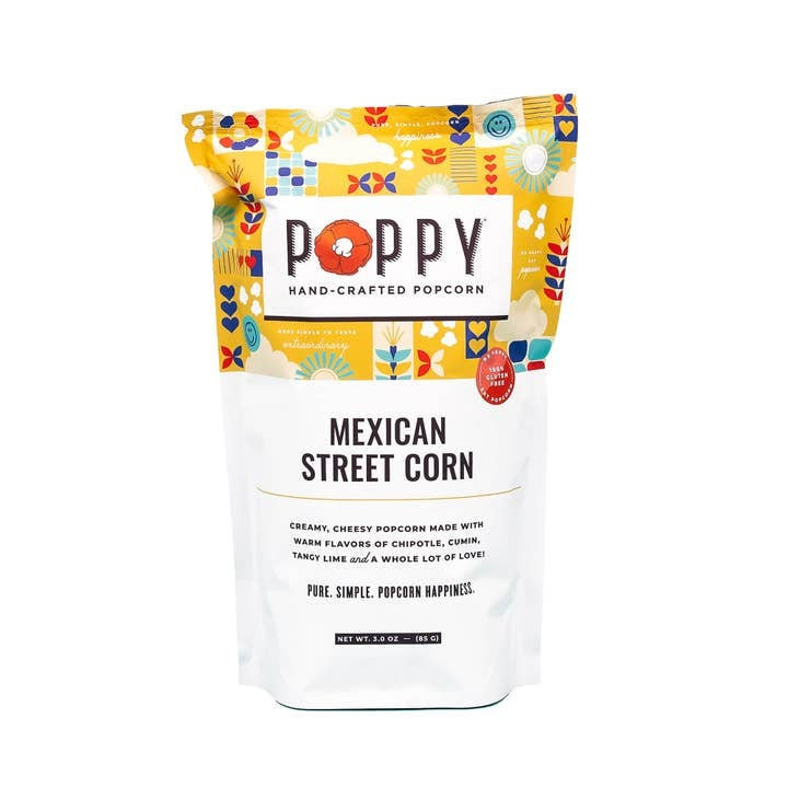 White cheddar popcorn bag with dill and vinegar seasoning visible