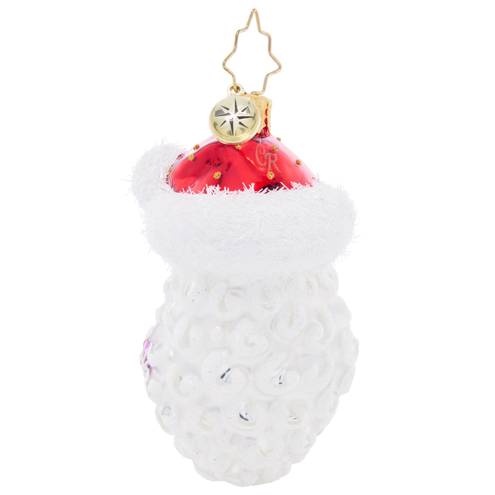 Ho-Ho-Happy Year Gem ornament in red glass with gold accents.