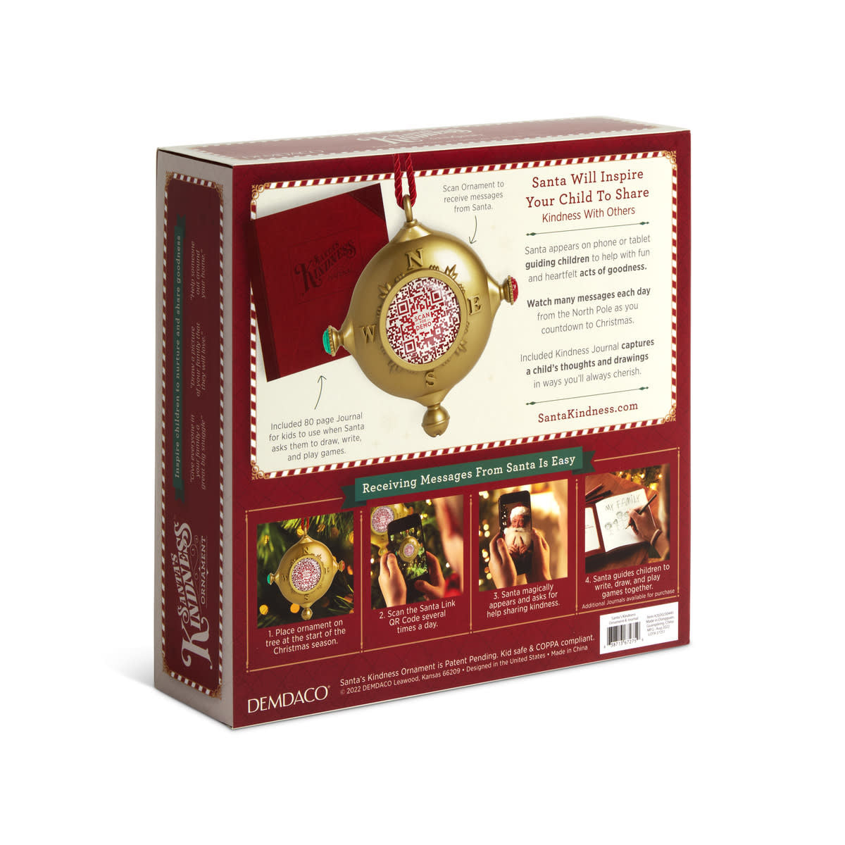 Red Santa's Kindness Ornament & Journal measuring approximately 2.5 inches by 10 yards.